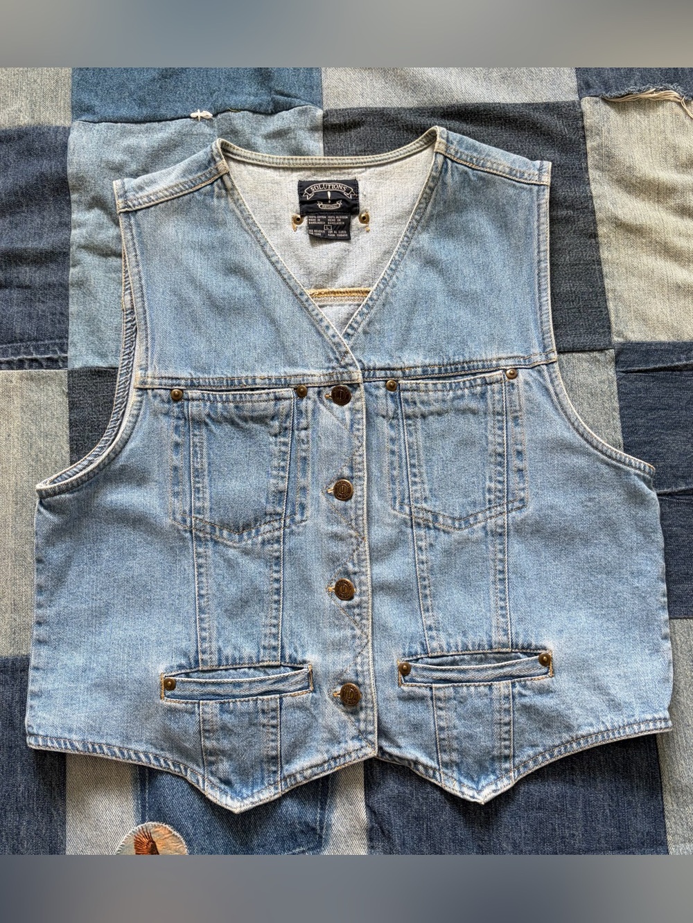 vintage 90s denim vest solutions! size L